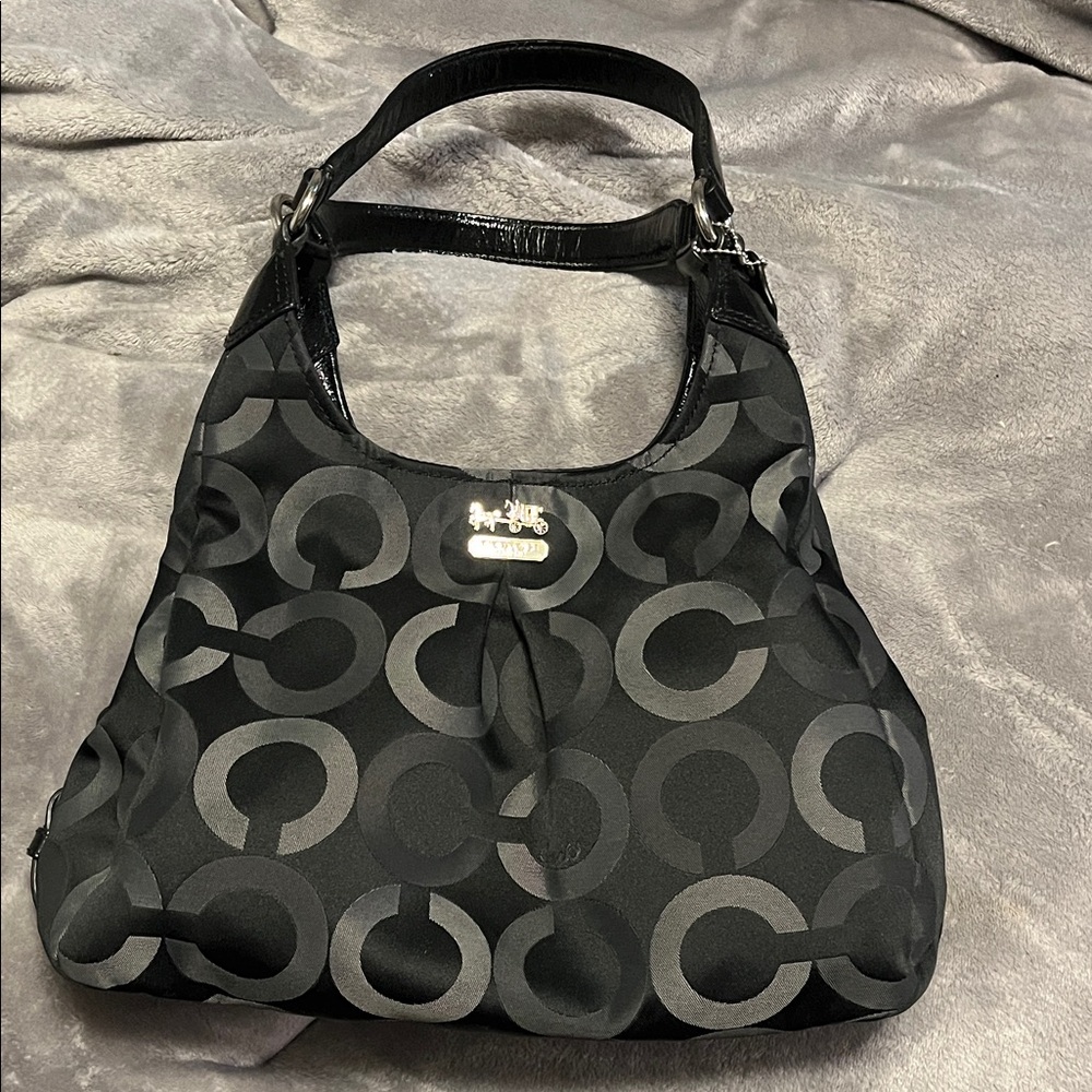 Coach Black and Gray Patterned Shoulder Bag